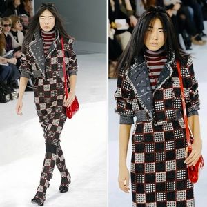 Auth CHANEL Black Multicolor Tweed RUNWAY Jacket Coat Lurex, FRANCE